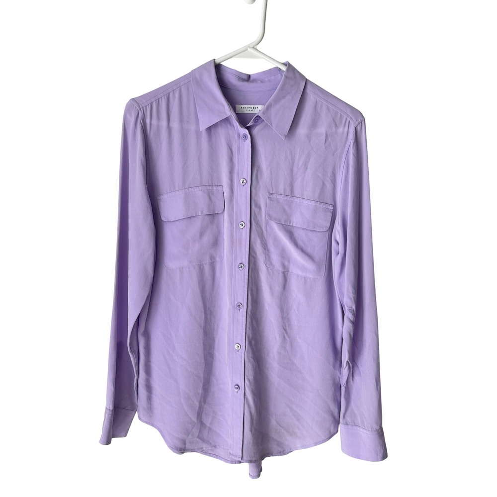 Equipment Femme Lavender Purple 100% Silk Button Down Shirt Q23-E231 Size S